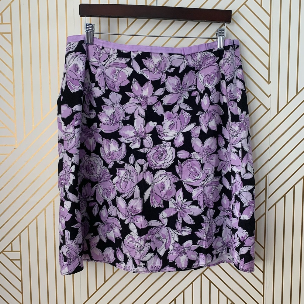 Rafaella Floral Y2K cotton blend ribbon waist retro pleated watercolor abstract